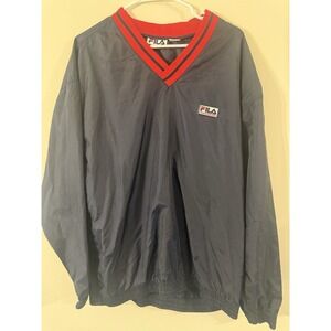 Vintage 90s FILA Pullover Windbreaker Jacket Large Navy‎ Red White Rare